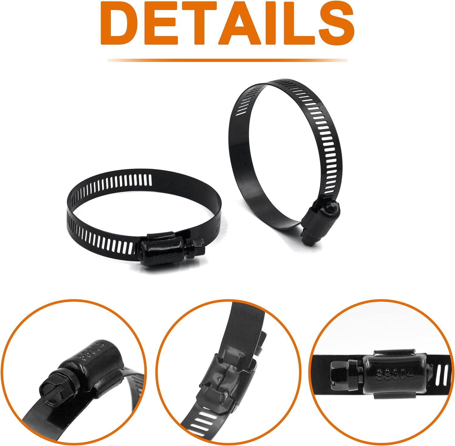 4pcs 4 Inch Stainless Steel Adjustable 78-102mm Size Range Worm Gear Hose Clamp,