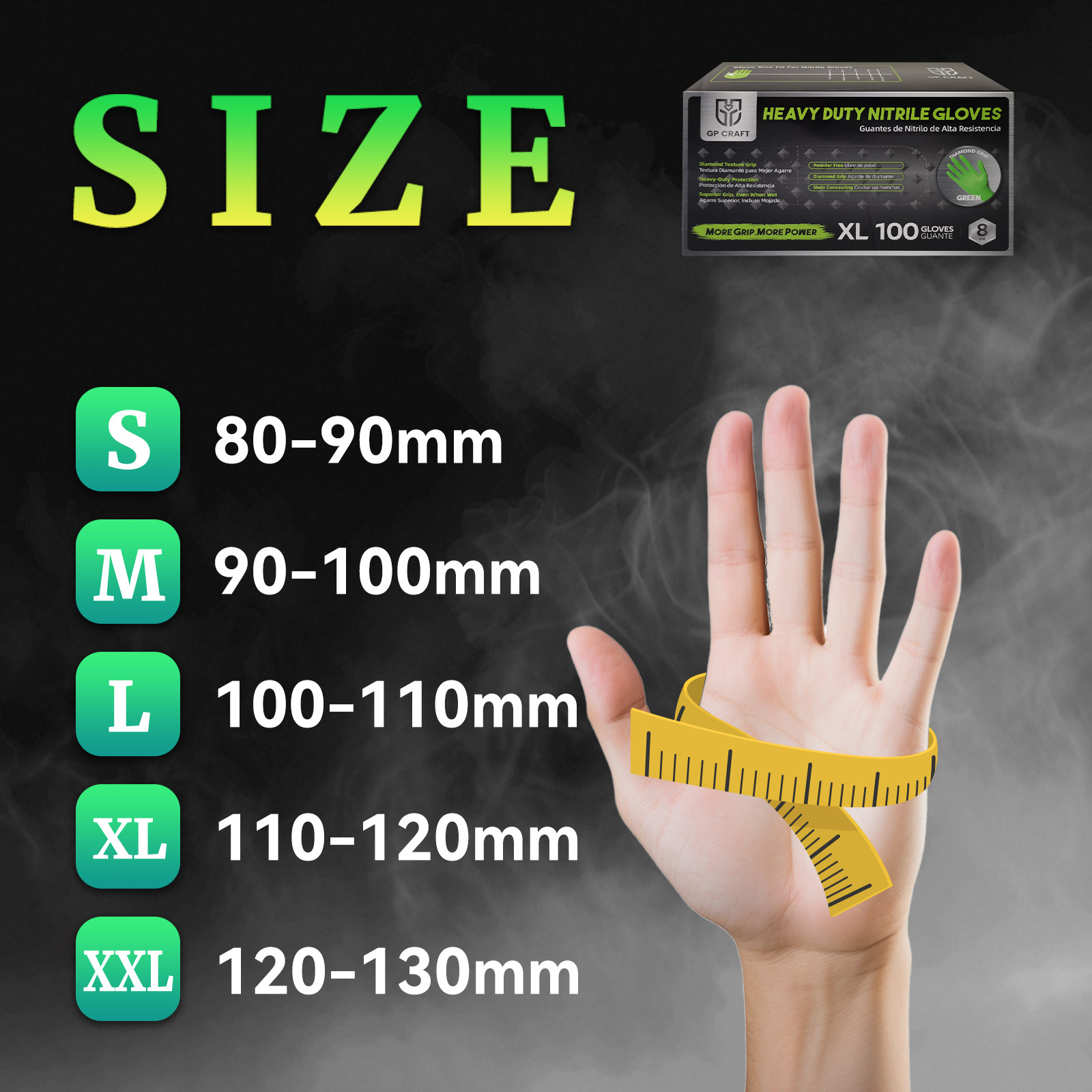 Heavy Duty Nitrile Gloves 8 Mil, Latex-Free, Large, Box of 1000, for Industrial
