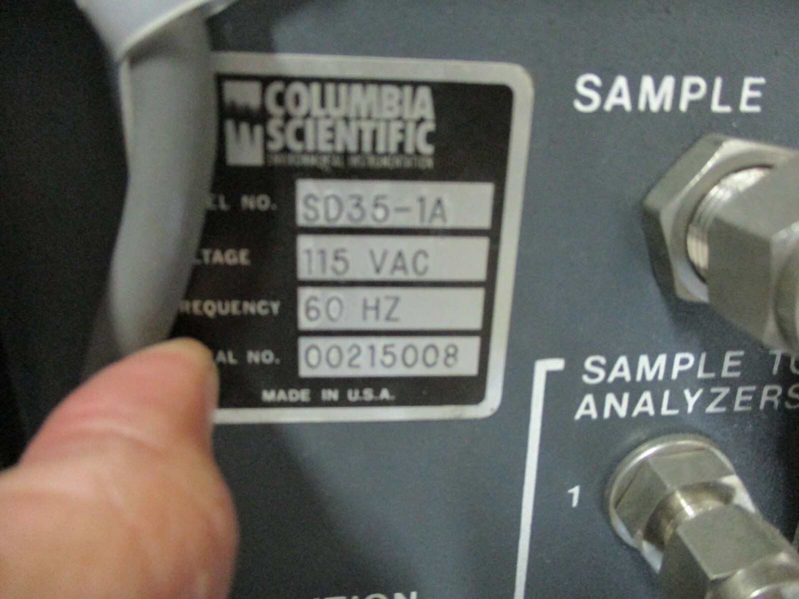 CSI Columbia Scientific Industries SD-35-1A SD351A Sample Conditioning Control