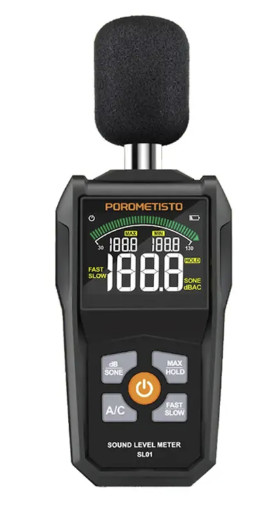 Porometisto Digital Sound Level Meter 30-130dB Range Noise Decibel Tester SL01