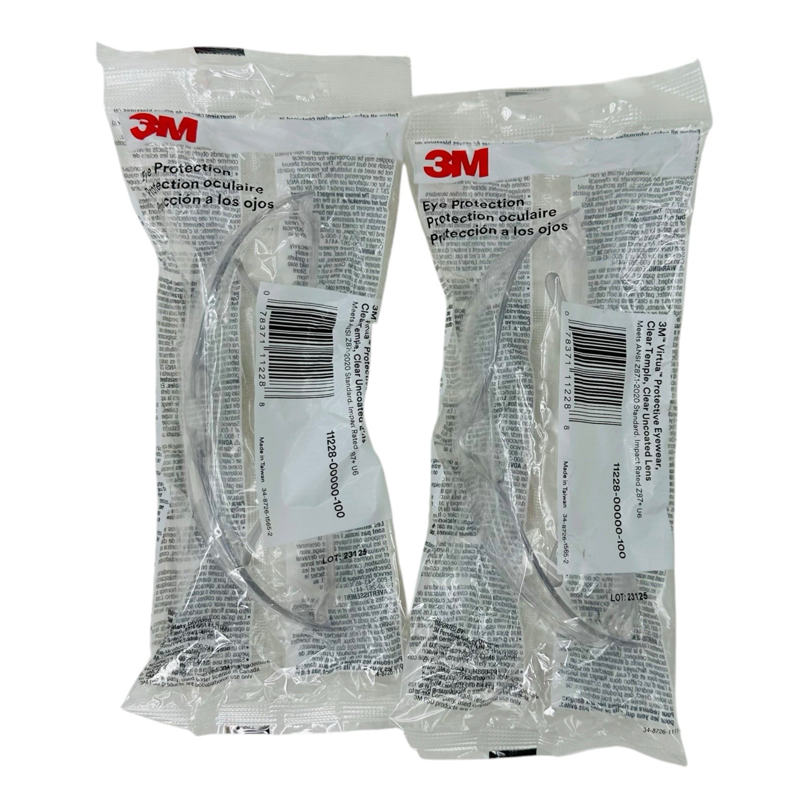 2 Pair 3M Virtua Safety Glasses Protective Eyewear Clear Temple Uncoated Lens