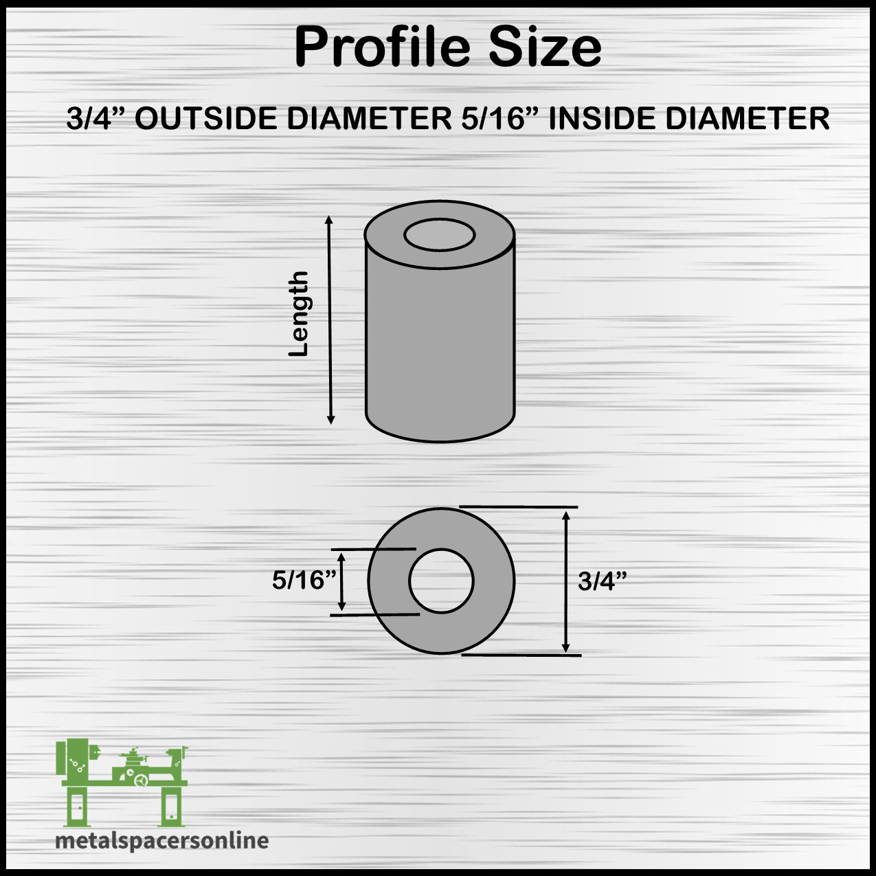 New Mild Steel Spacer Bushing 3/4″ OD x 5/16″ ID–Fits M8 or 5/16″ Bolts