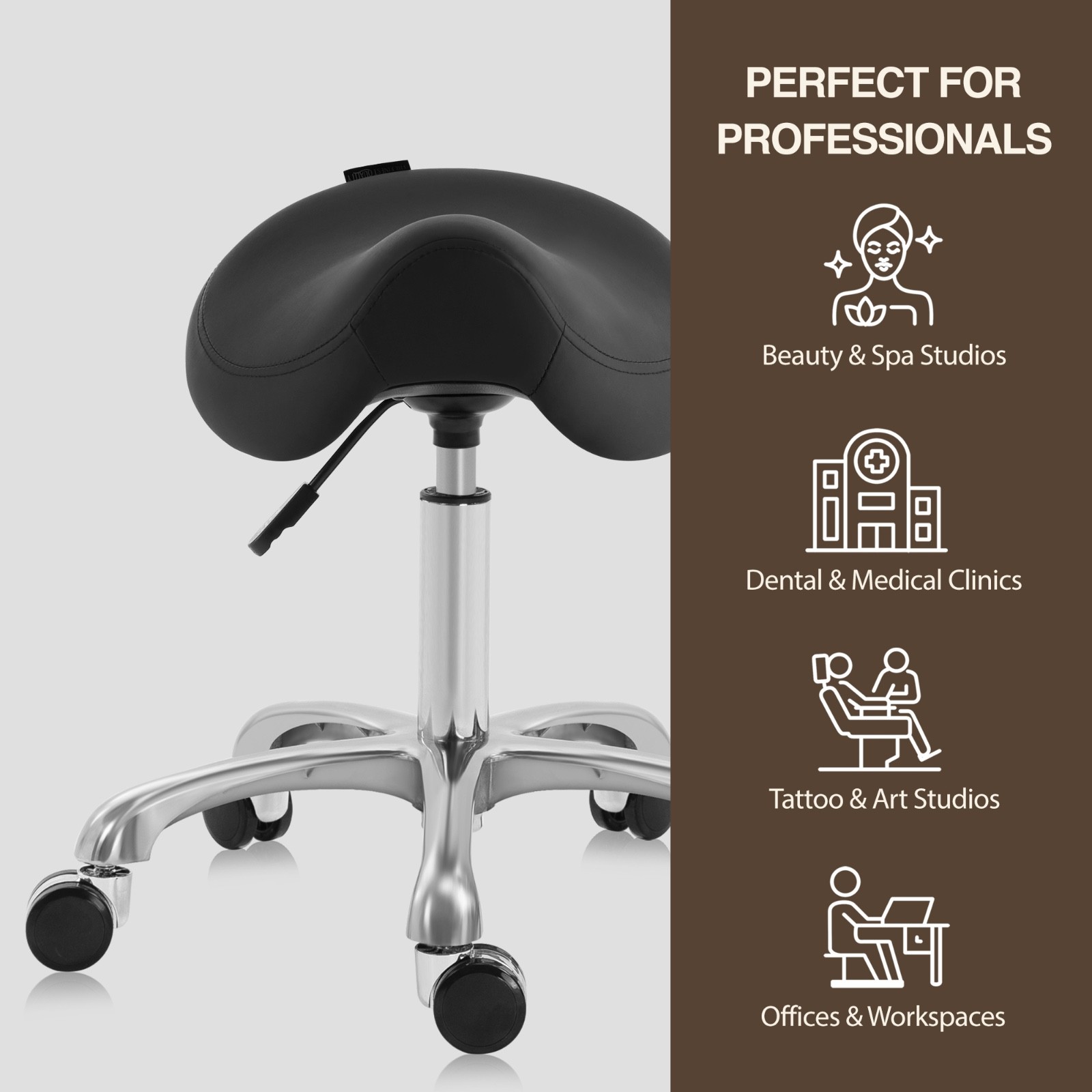 DR.LOMILOMI Hydraulic Swivel Rolling Saddle Clinic Spa Massage Stool Chair 506