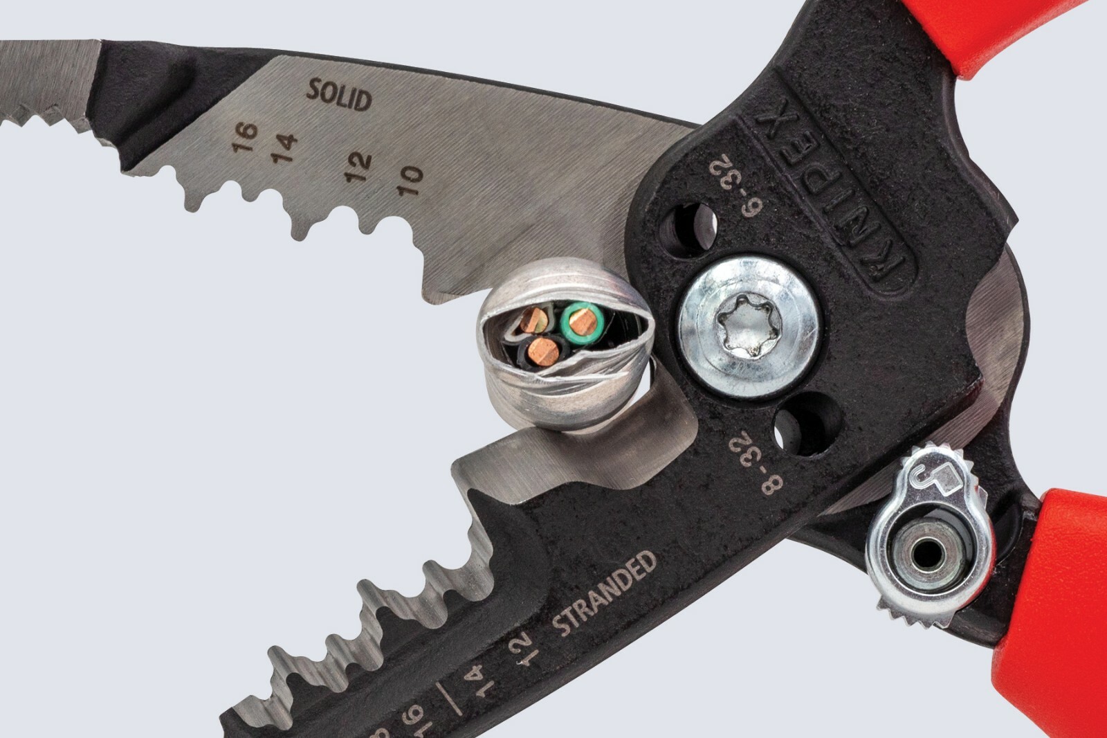Knipex 8″ Forged Wire Stripper Pliers w Shears 10-20 AWG Comfort Grip 13728 Flat