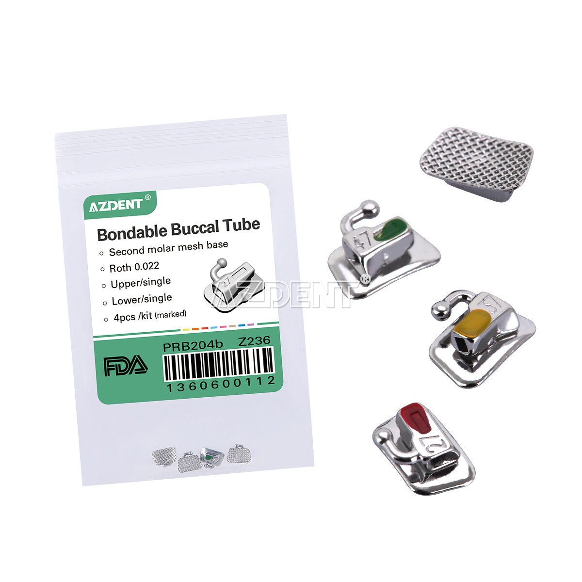 AZDENT Dental Orthodontic Bondable Buccal Tube 1st 2nd Molar MBT/Roth.022/.018
