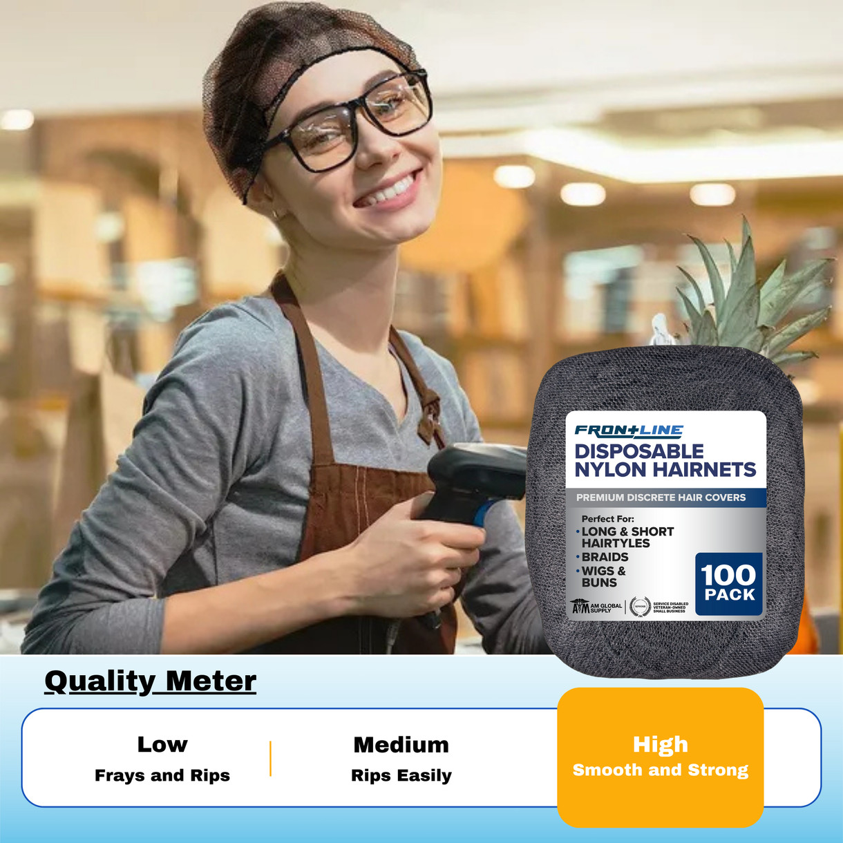 Premium Mesh Nylon Hairnets 100pcs Latex & Lint Free for Medical/Food Service