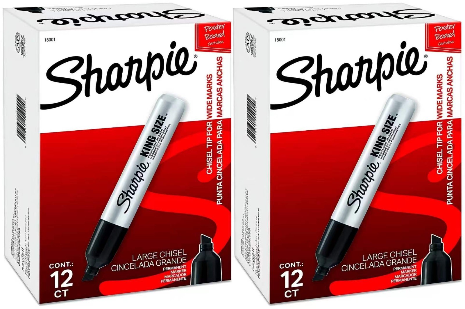 Sharpie 15001 Box of 12 Sharpie King Size Chisel Tip Permanent Markers – 2 boxes