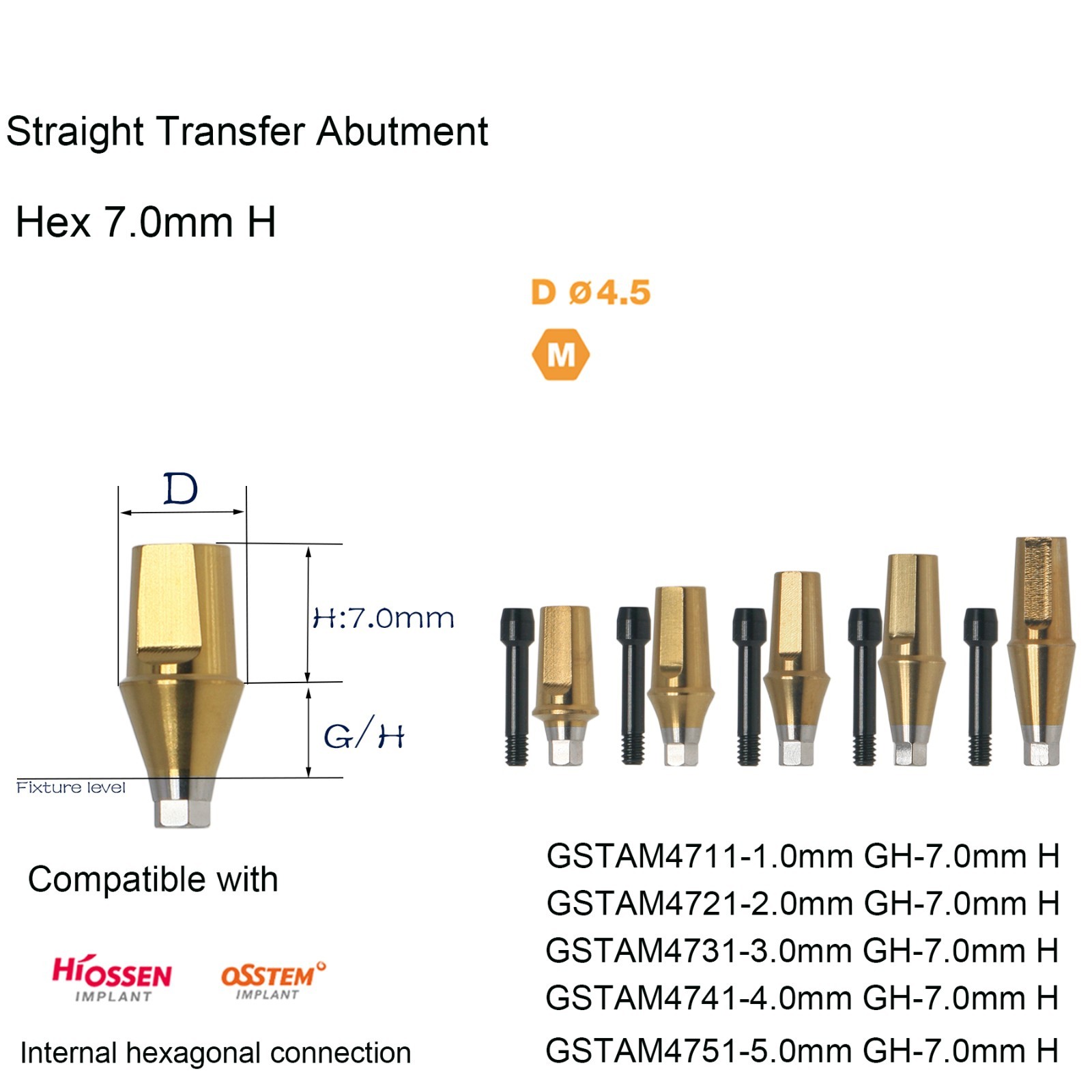 Dental Ti Hex Straight Abutment/Internal Hex Legacy ZEST Locator Hiossen ET OSS