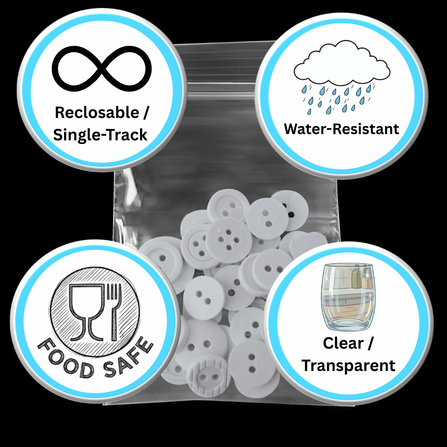 3″ x 3″ Heavy Duty Bag 4 MIL Resealable Zip Top Lock 3×3 Clear Plastic Bags 2000
