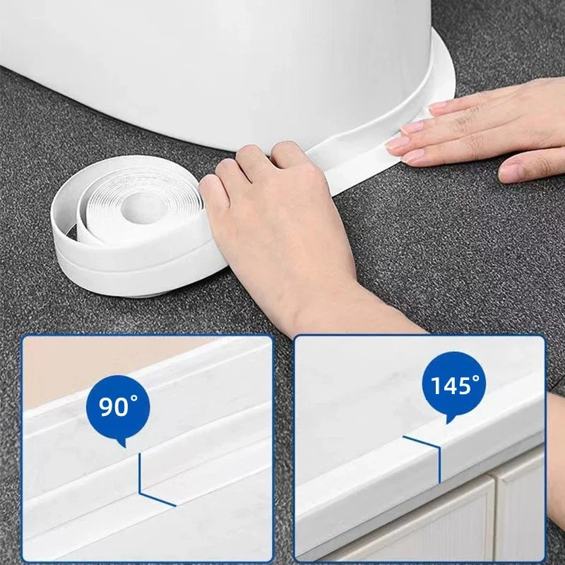 1/2/3.2M PVC Self-adhesive Sealing Tape Waterproof Oil-Proof Kitchen Sink Edge