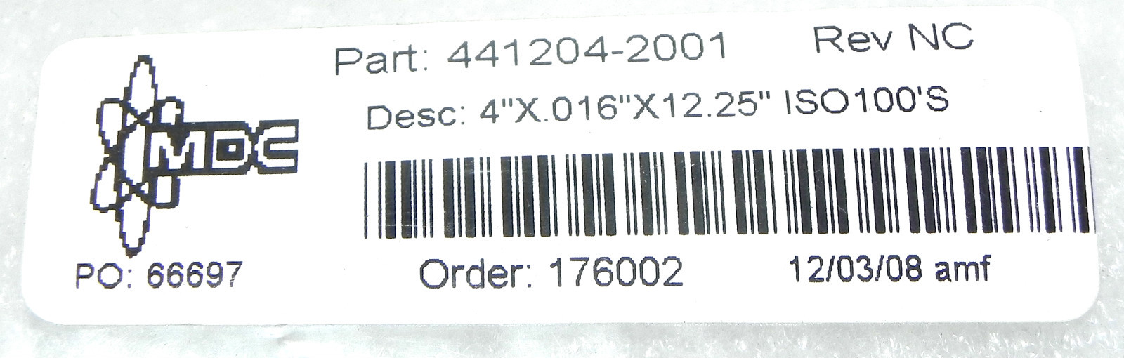 NEW MDC 441204-2001 FLEXABLE FLANGE TUBING 12 1/2” LENGTH 4412042001