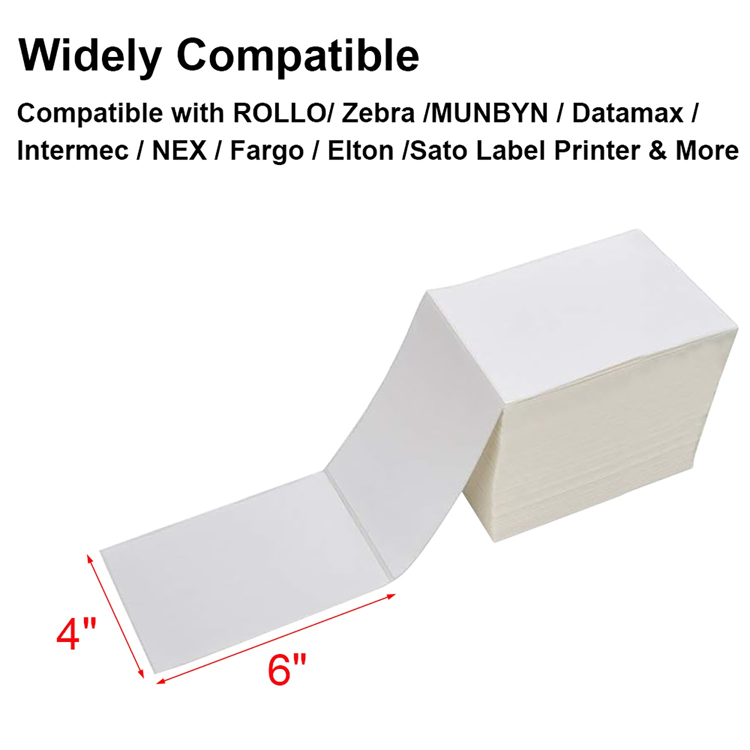 500-10000 4″x6″ Fanfold Direct Thermal Shipping Labels for Zebra & Rollo Printer