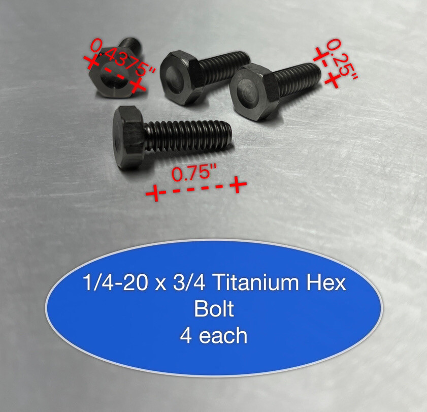 1/4-20 x 3/4” Titanium Hex Bolts Light Weight High Strength 4 Bolts Racing