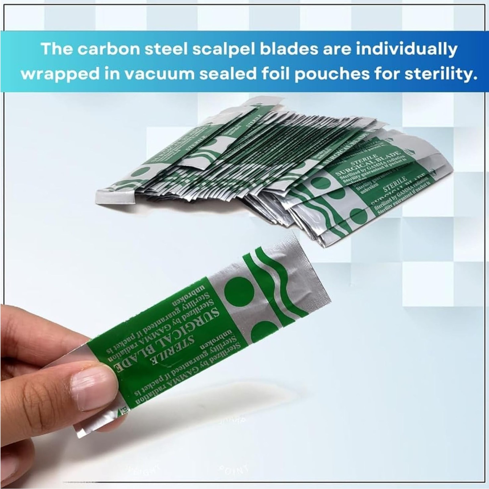 Box of 100 Sterile Surgical Blades #15 – Individually Foil Wrapped, Carbon Steel