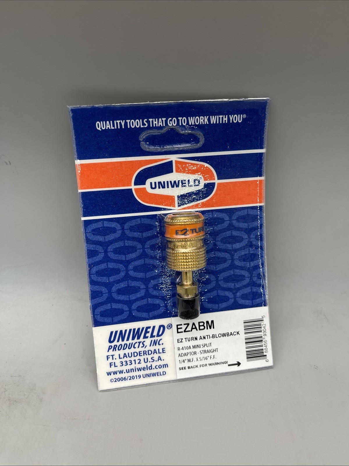 Uniweld EZABM Ez-Turn Anti-Blowback 1/4 in MF X 5/16 in FF Mini Split New