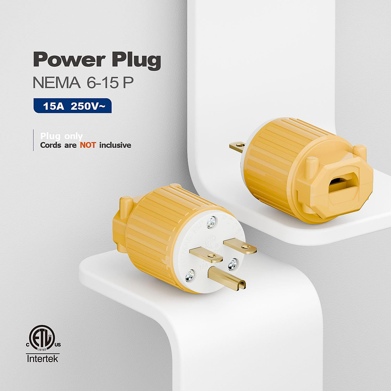 NEMA 6-15P Male Plug, ETL Listed 15AMP/250VOLT,15A Straight DIY Male, Usa/Canada