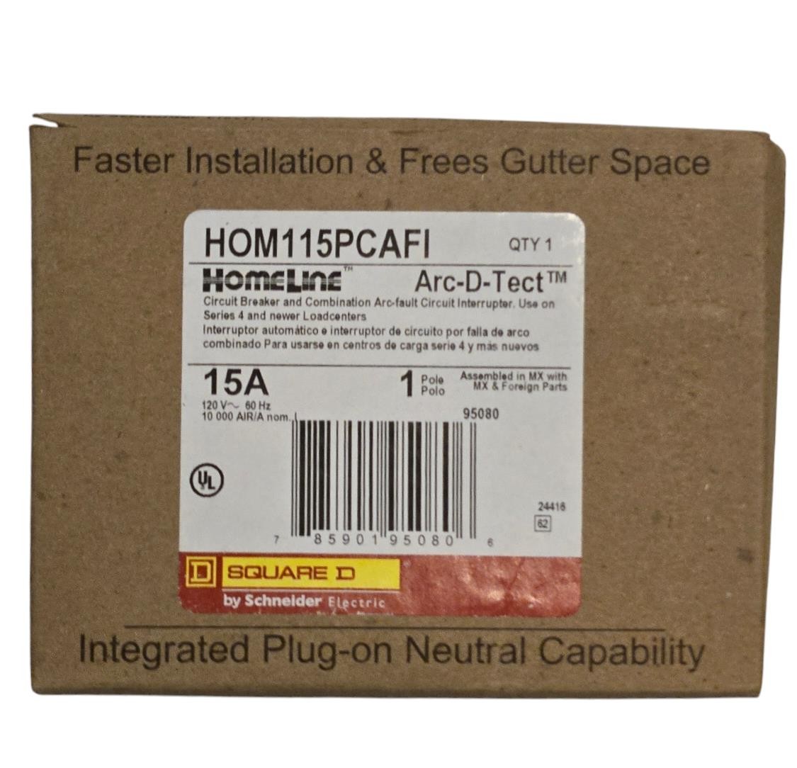 NEW SQUARE D HOMELINE HOM115PCAFI HOM115PCAFIC 15A PLUG ON NEUTRAL AFCI