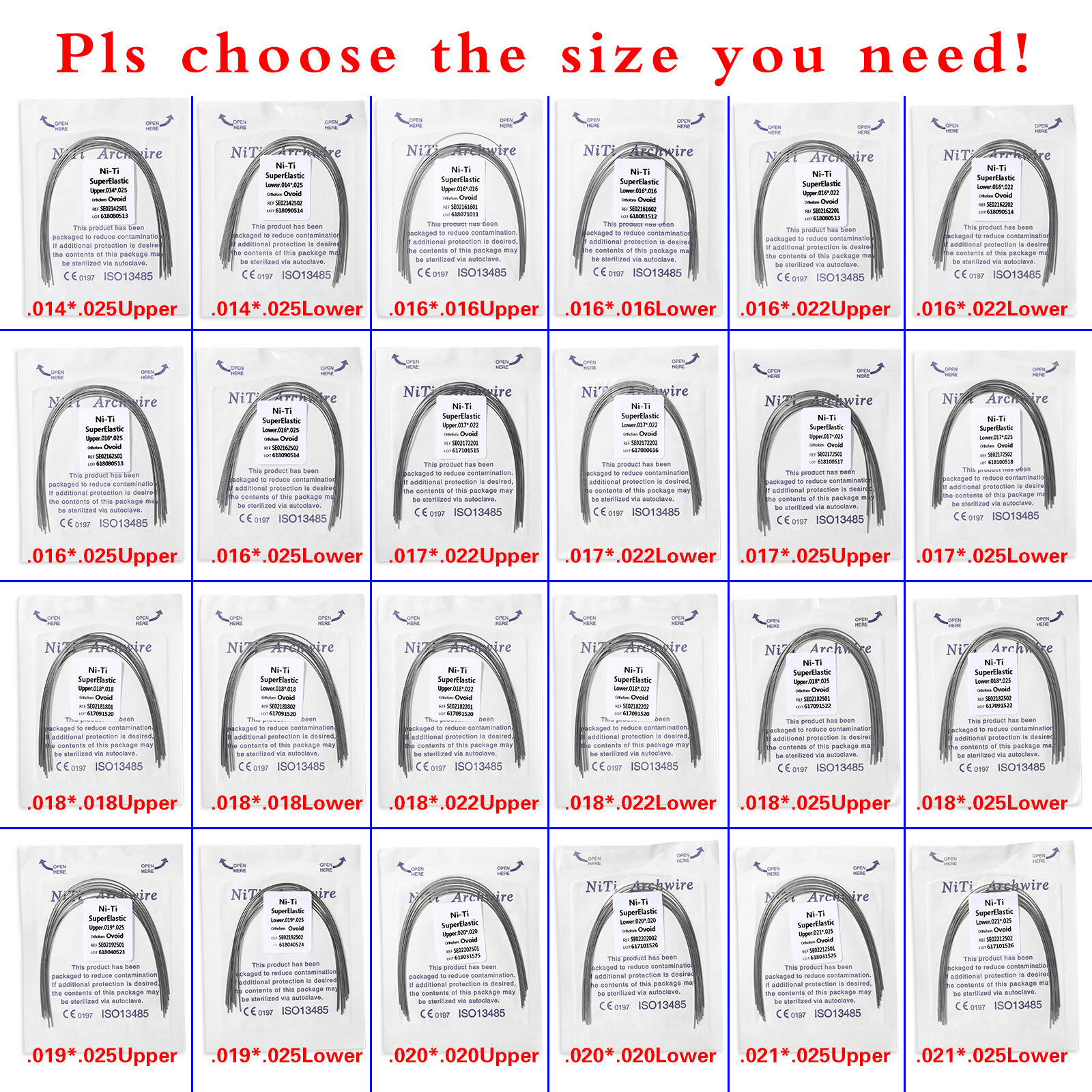 10PCS/PK Dental Orthodontic Arch Wire Niti Super Elastic Round Rectangular Ovoid