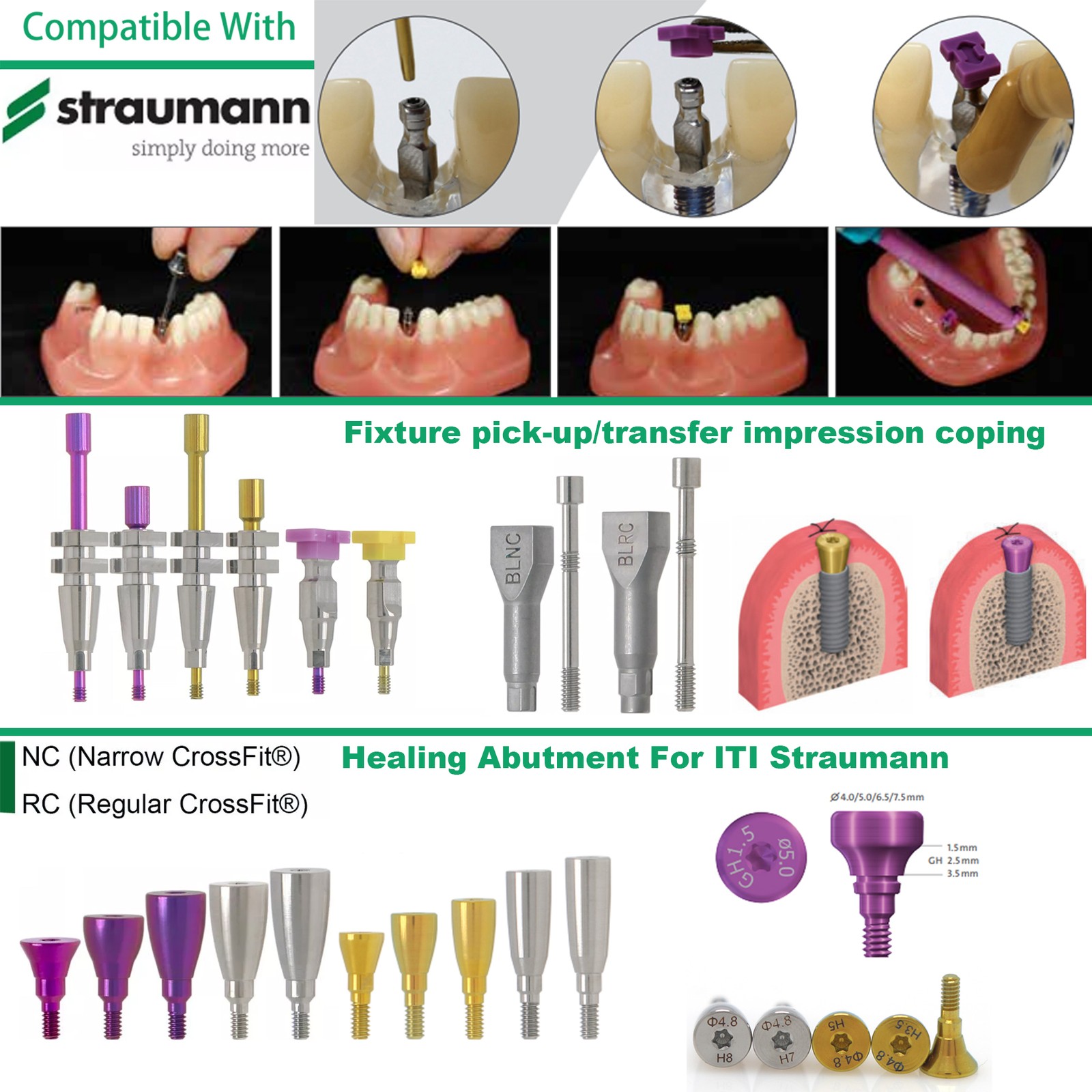 Straumann ITI Implant Accessories Healing Abutment/Scan Body/Analog/Coping NC/RC