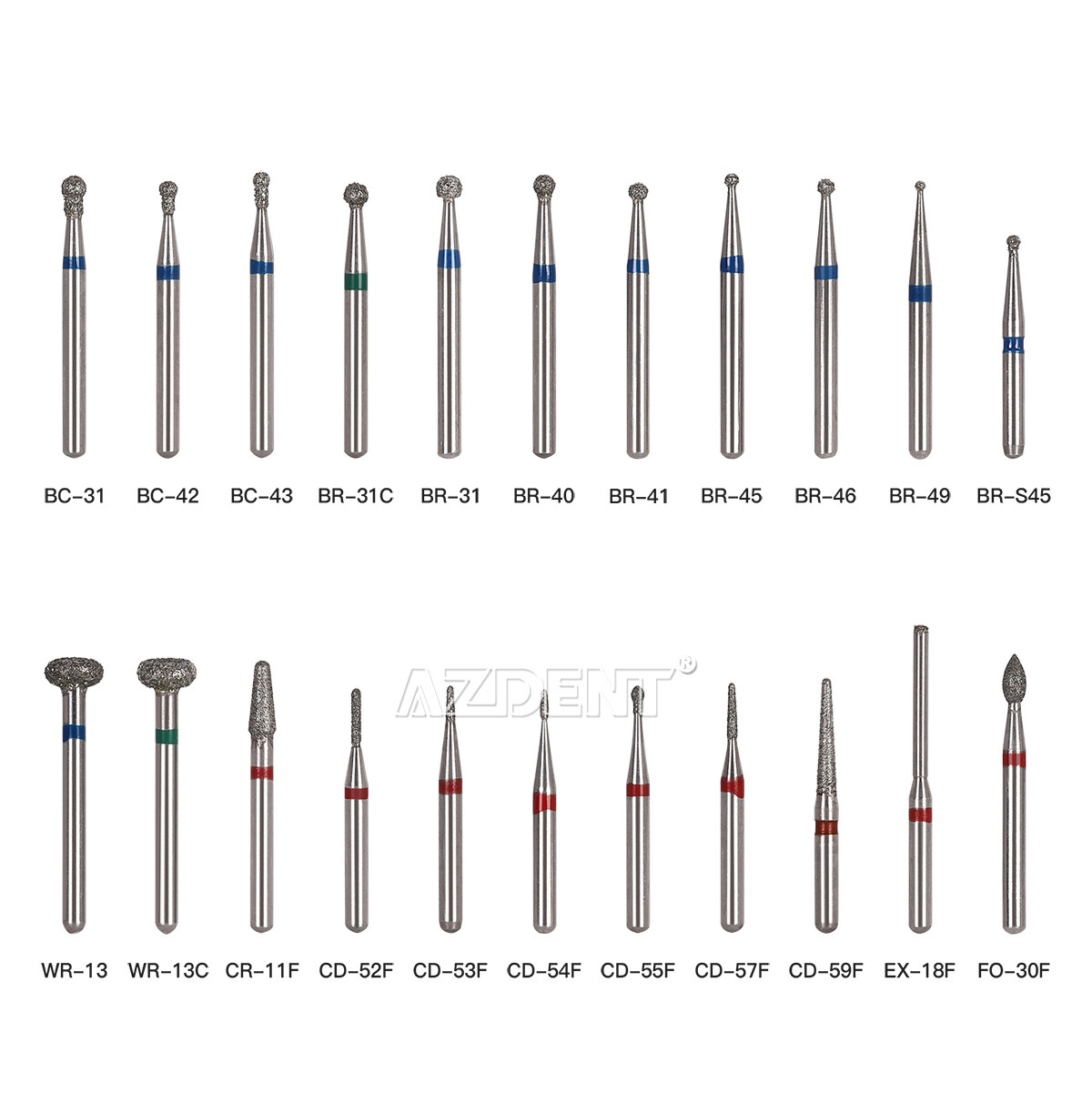 5Pcs/1Pack AZDENT Dental Burs Diamond Burs for High Speed Handpiece FG Burs