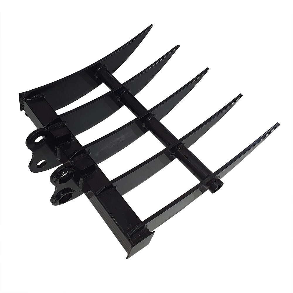 Agrotk 20in Excavator Rake 5 Teeth Attachment Fit for 0.8-1.8 Mini Diggers Black