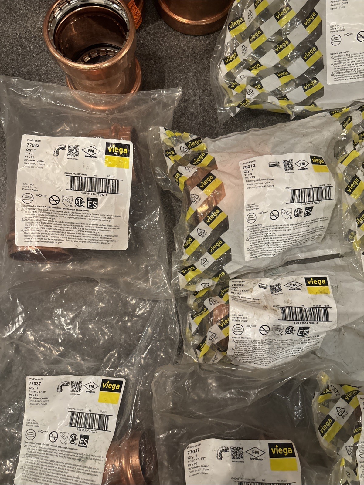 viega Propress Fittings. 3inch , 2.5 Inch , 2 Inch , 1.5inch All New .3×2.5 Redu