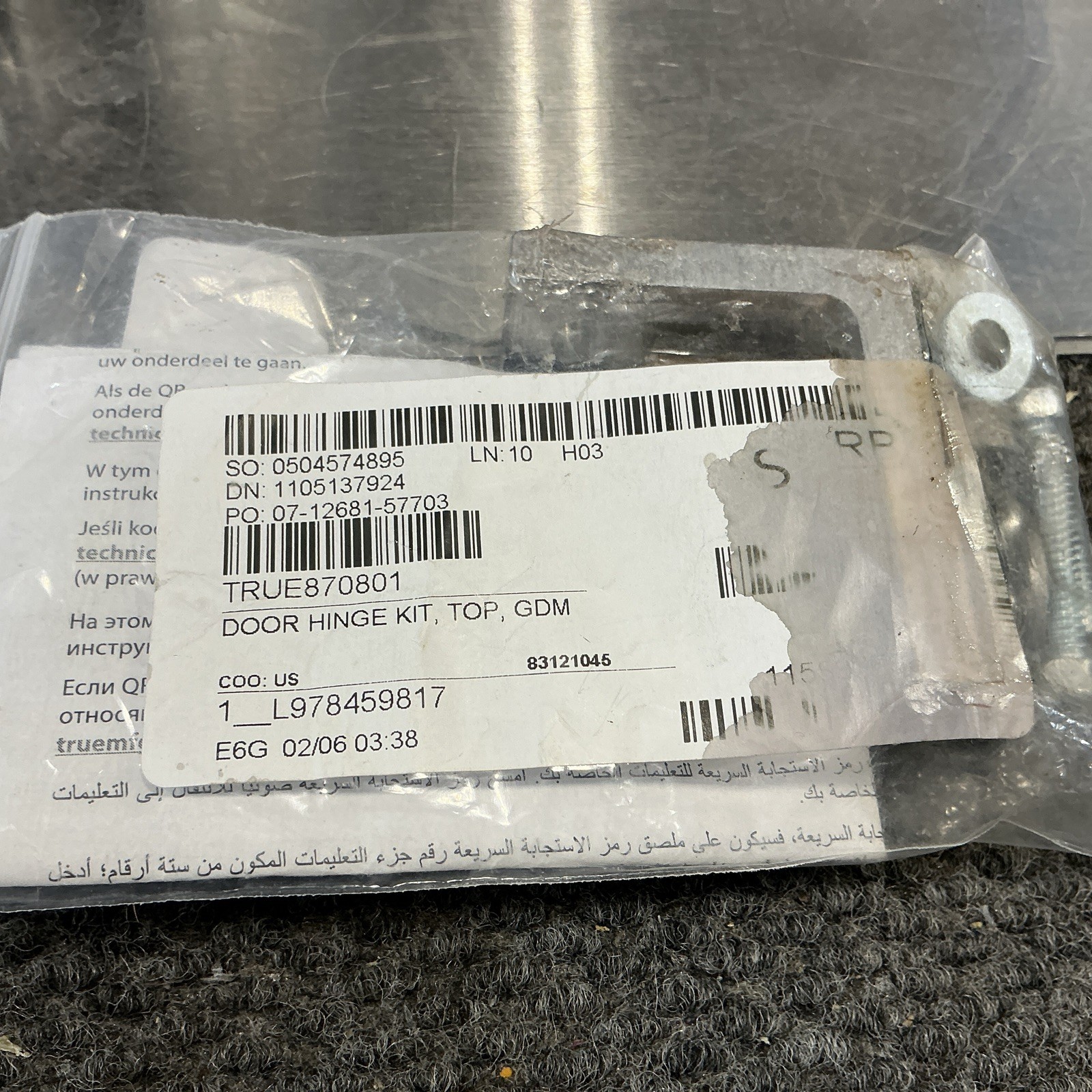 TRUE 870801 Hinge Kit Top
