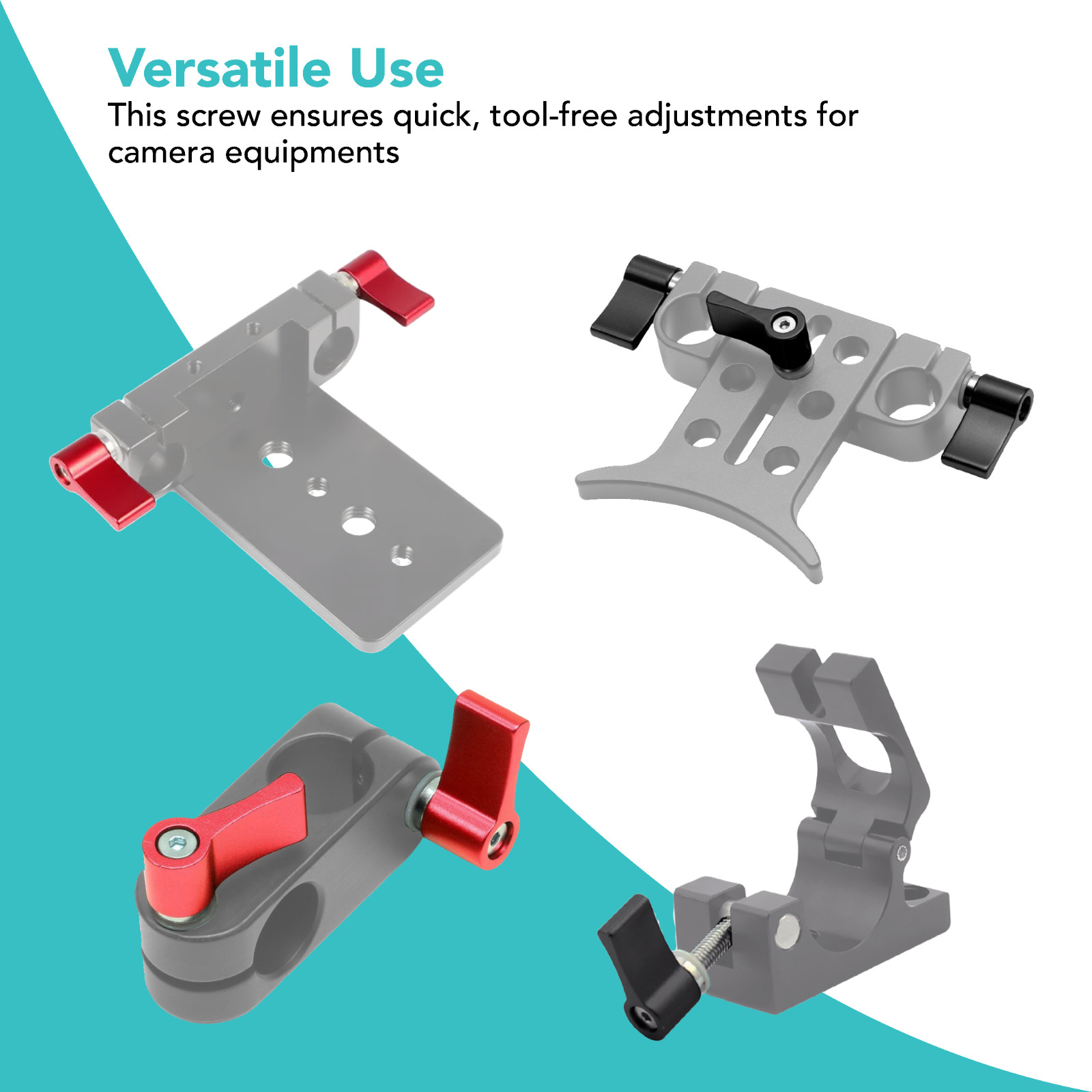 Adjustable 4pcs Thumb Lever Screw, M4*17mm & M6*17mm Sizes (Red or Black)