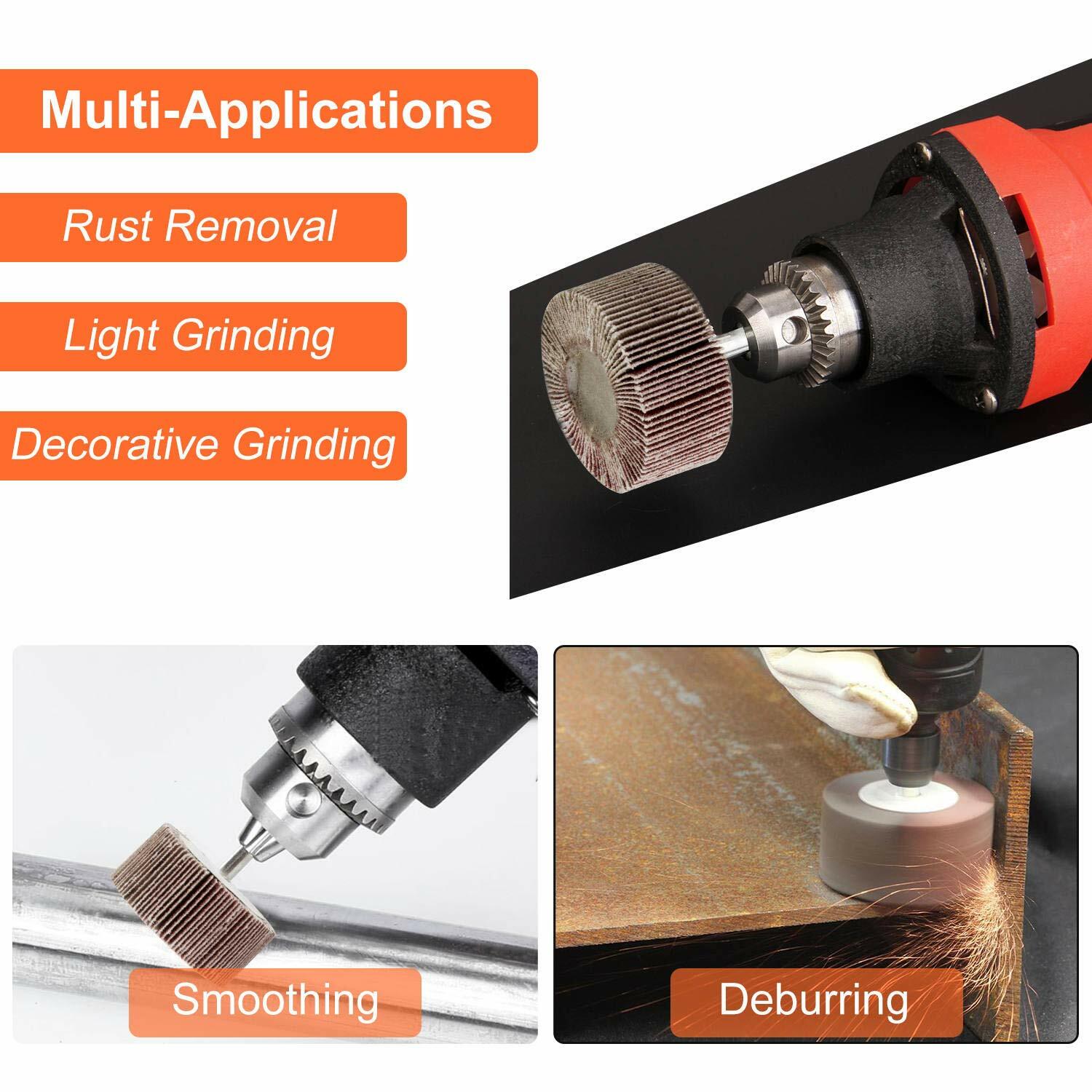 1-1/2x1x1/4″ Flap Wheel Sander for Drill Mounted Sanding Grinding 40 80 120 Grit