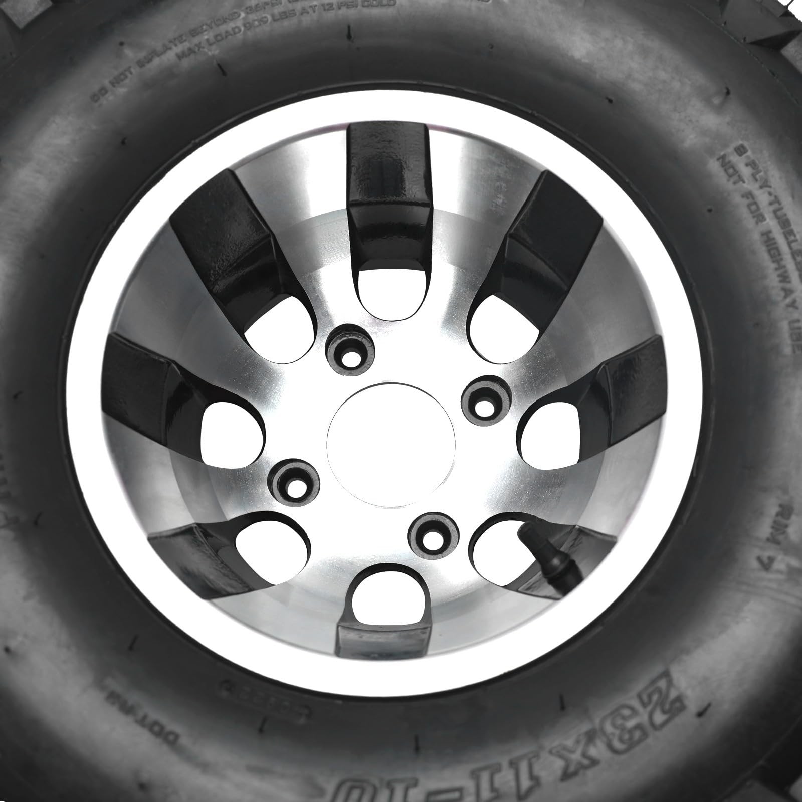 2 Pack 23×11-10 ATV UTV Tire and Rim 4 Lug 4x110mm Bolt Pattern Wheel Assembly