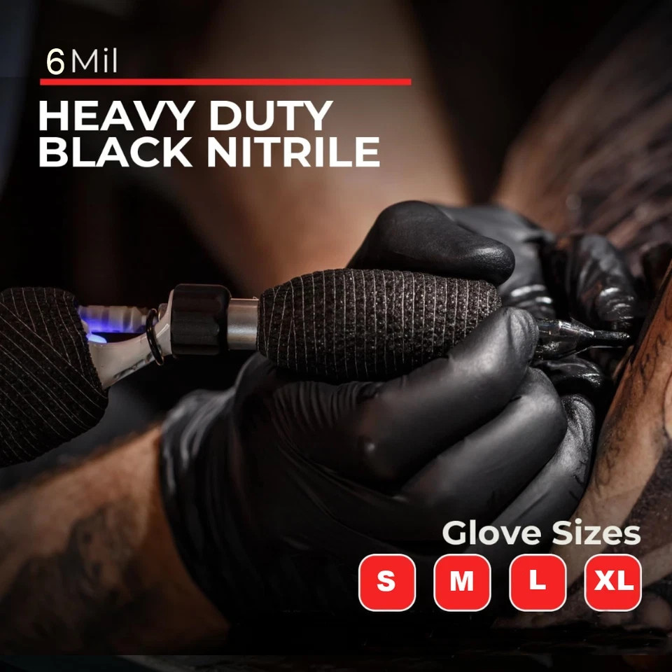 6 Mil Black Nitrile Disposable Gloves Powder Free Case 1000 PC S M L XL XXL