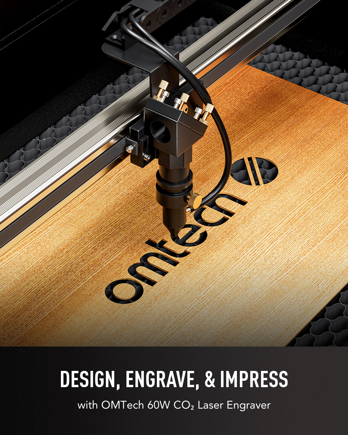 OMTech 28×20 in. 60W CO2 laser Engraver Cutter Marker with CW-3000 Water Chiller