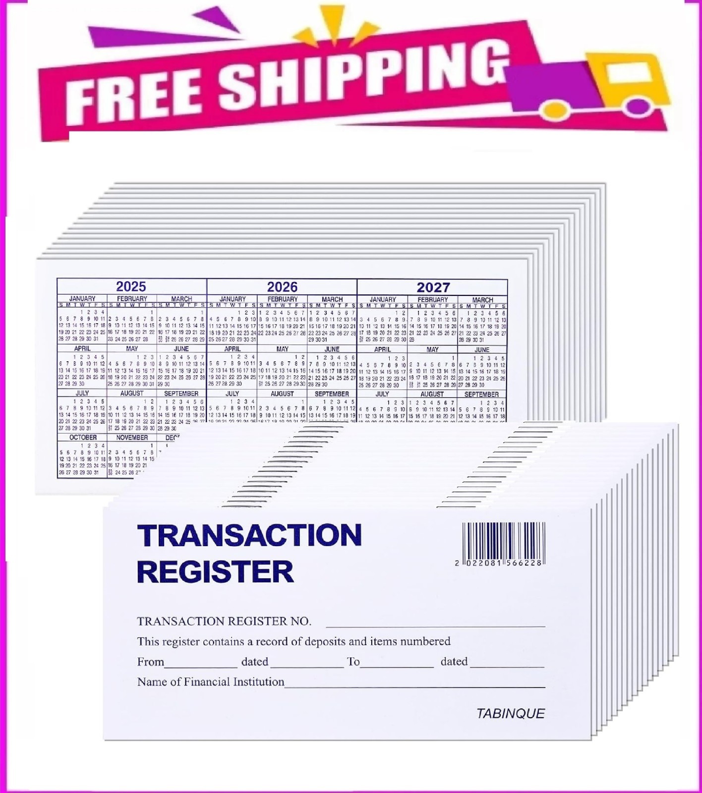 24 PCS Check Registers for Personal Checkbook, Easy to Read Checkbook Register