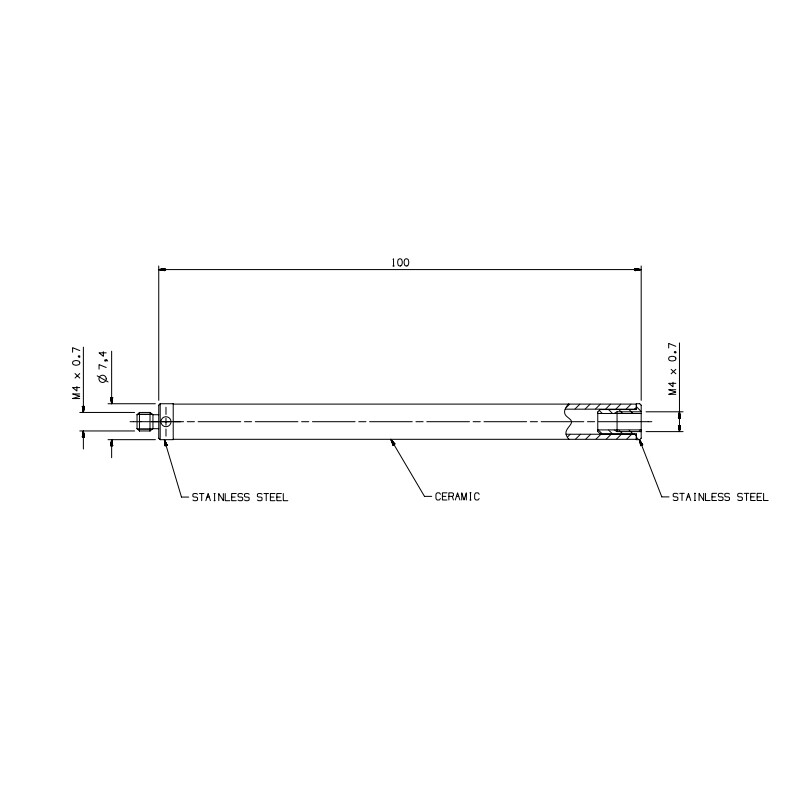 M4 Thread Ceramic Stem 100mm Length CMM Stylus Extension Compatible A-5000-7727