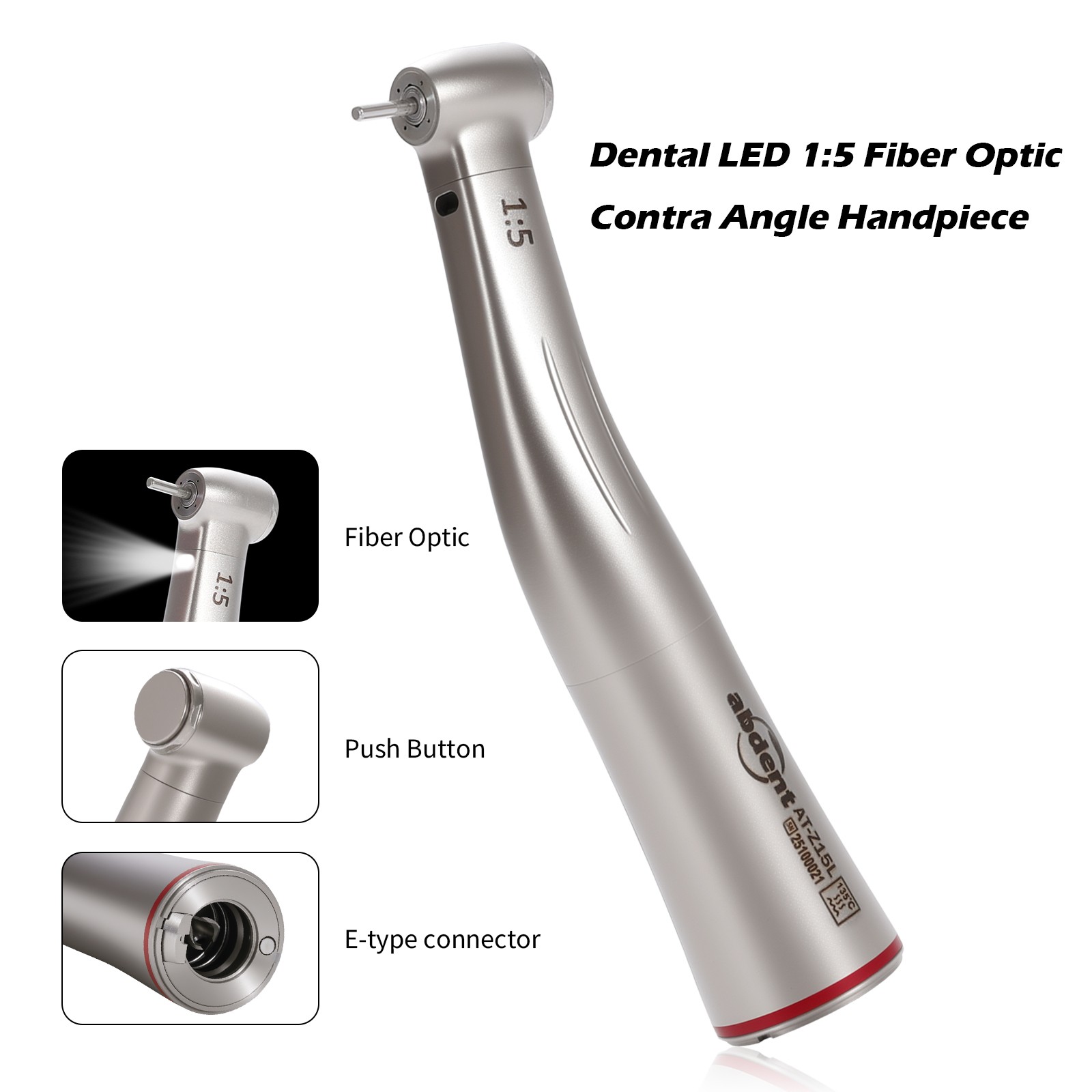 Dental 1:5 LED Contra Angle Handpiece Fiber Optic high speed Electric light USA