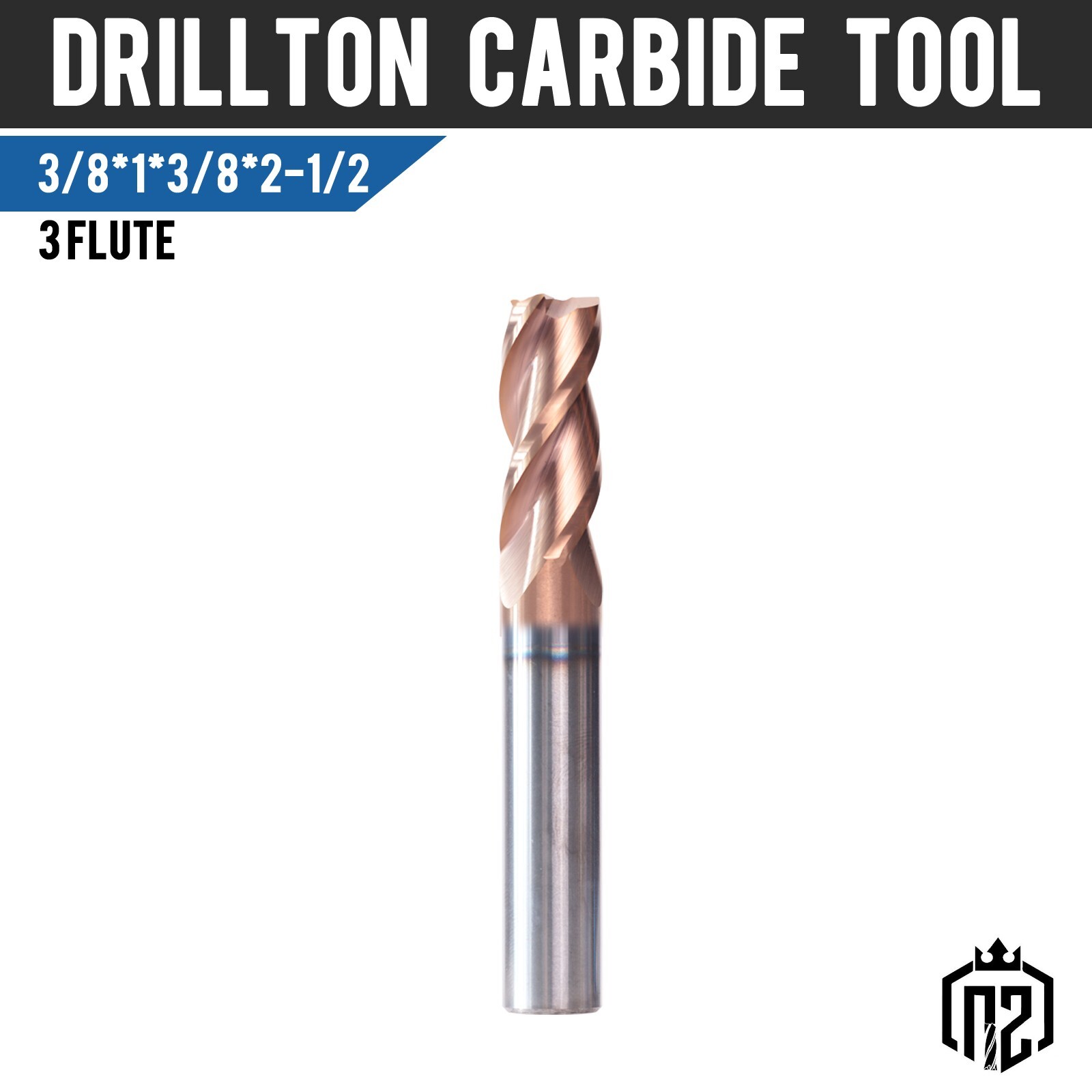 3 Flute 3/8″ x 1″ x 2-1/2″ Variable Helix Solid Carbide End Mill – ALCrN Coated