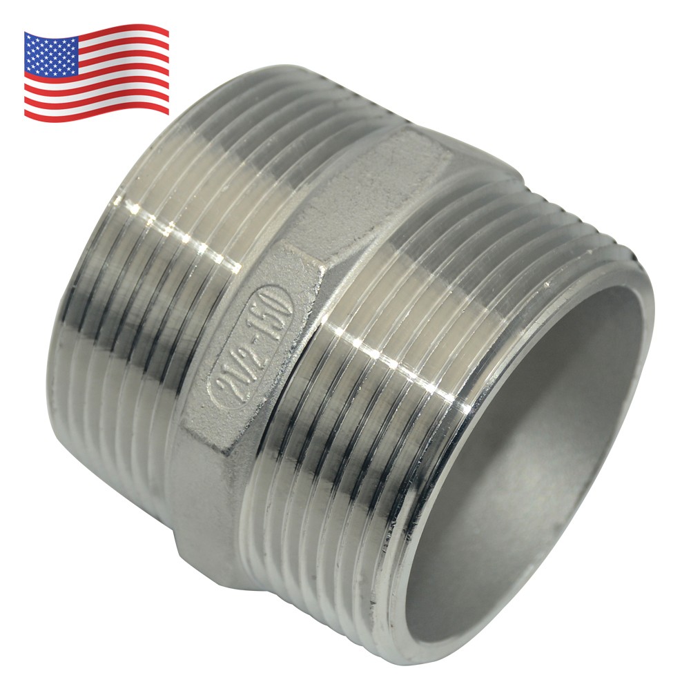 2-1/2″ 2.5 inch Male MM connectorPipe Fitting Hex Nipple NPT Stainless Steel 304
