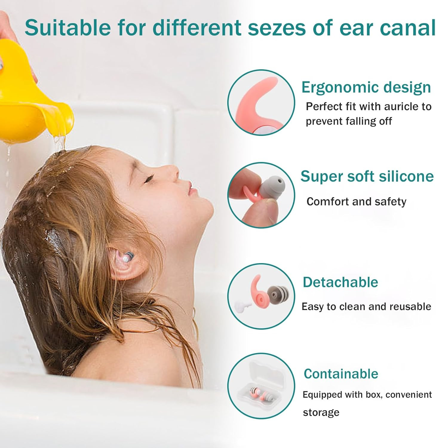 Reusable Silicone Ear Plugs Noise Cancelling Earplugs Protector Study Sleep Swim
