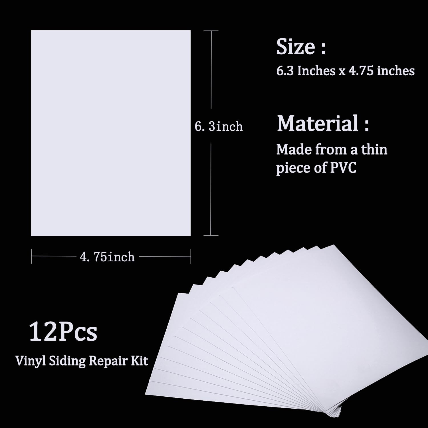Vinyl Siding Repair Kit 12Pcs 6.3X4.75Inch Self-Adhesive Vinyl Siding Patch PVC