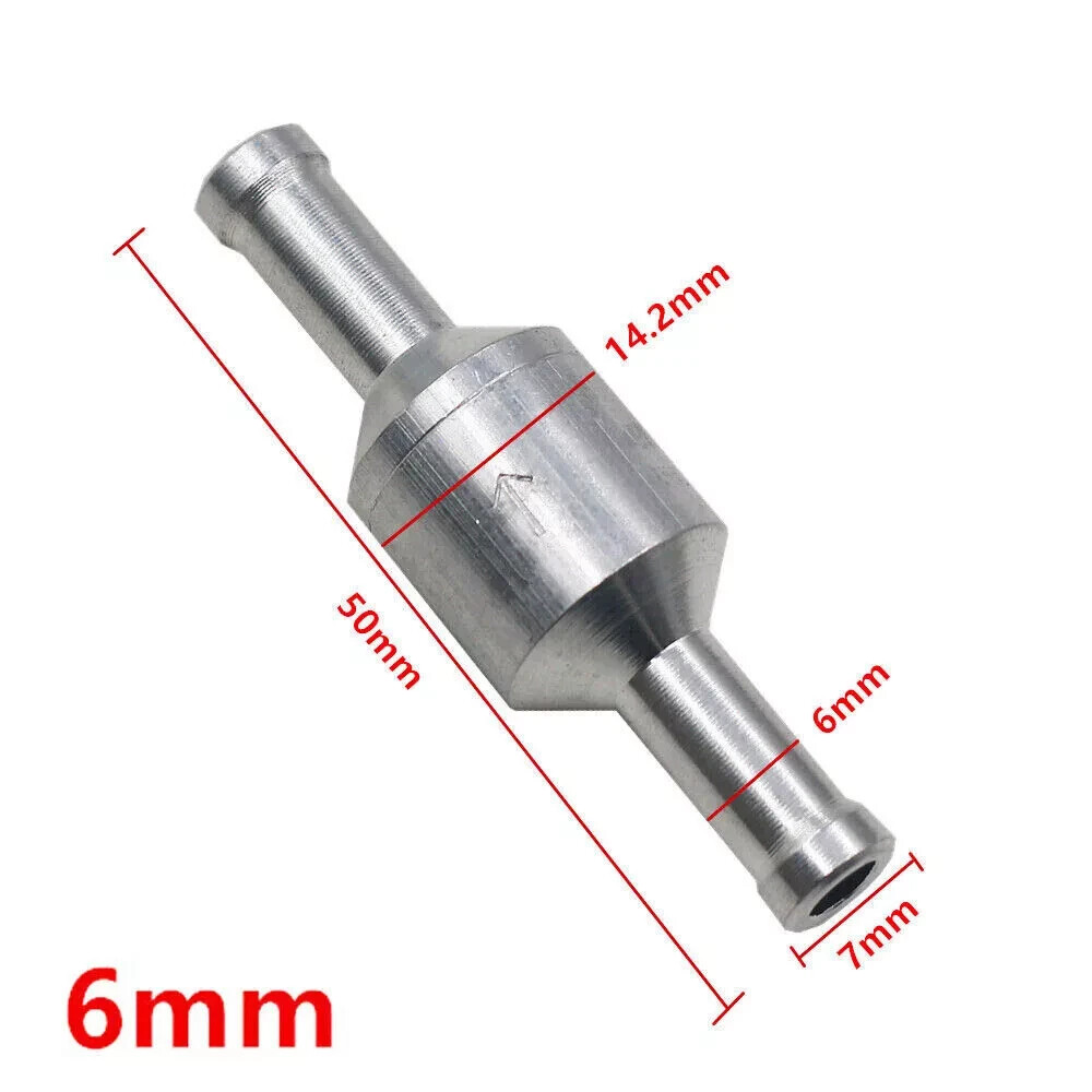 4x 6mm Inline One-way Non-return Check Valve Auminium Fuel Water Gas Air Vacuum