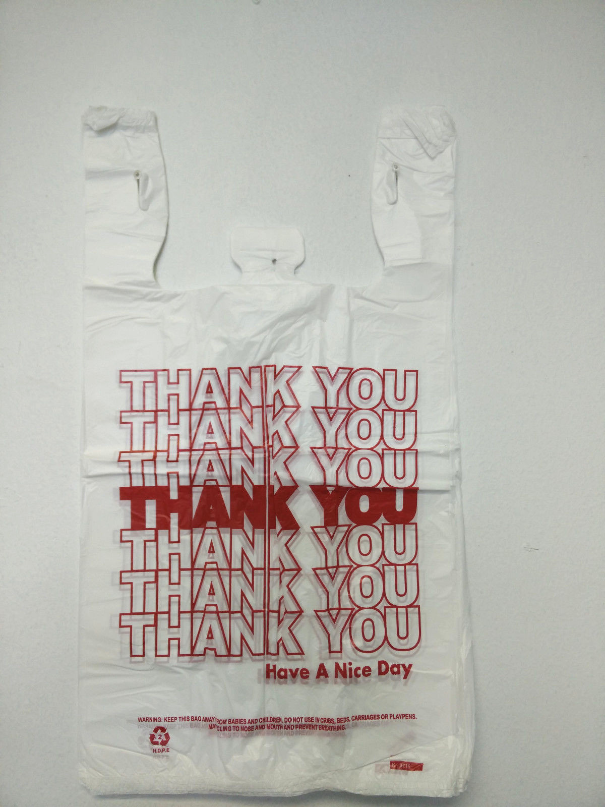 THANK YOU T-Shirt Bags 11.5″ x 6.5″ x 21″ White Plastic Shopping bag 50 – 1000