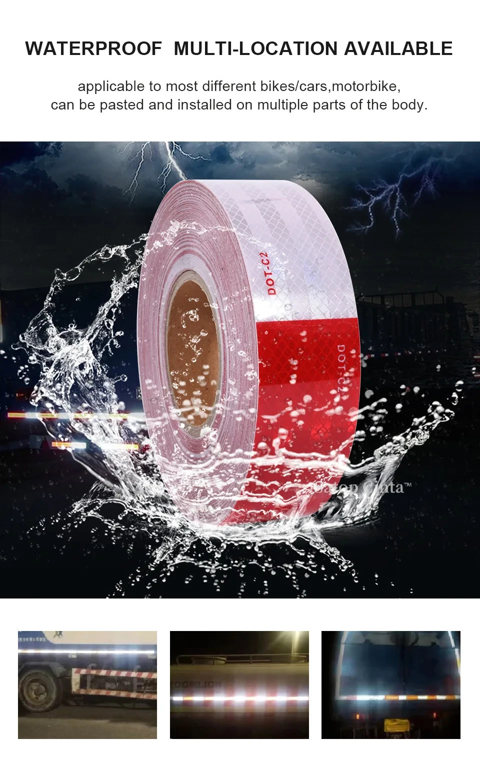 Conspicuity Tape DOT-C2 Approved Reflective Trailer Red White 2”x100’ -2Roll US