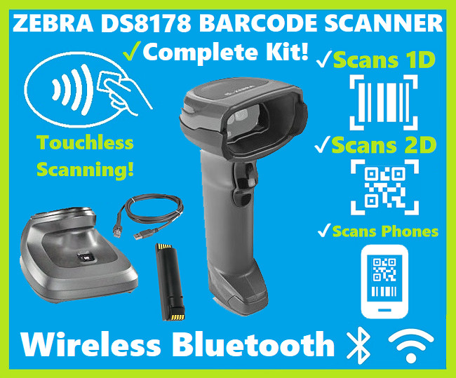 Zebra DS8178 Wireless 2D Barcode Scanner Kit w/ Cradle, 123Scan Compatible!⭐🔥
