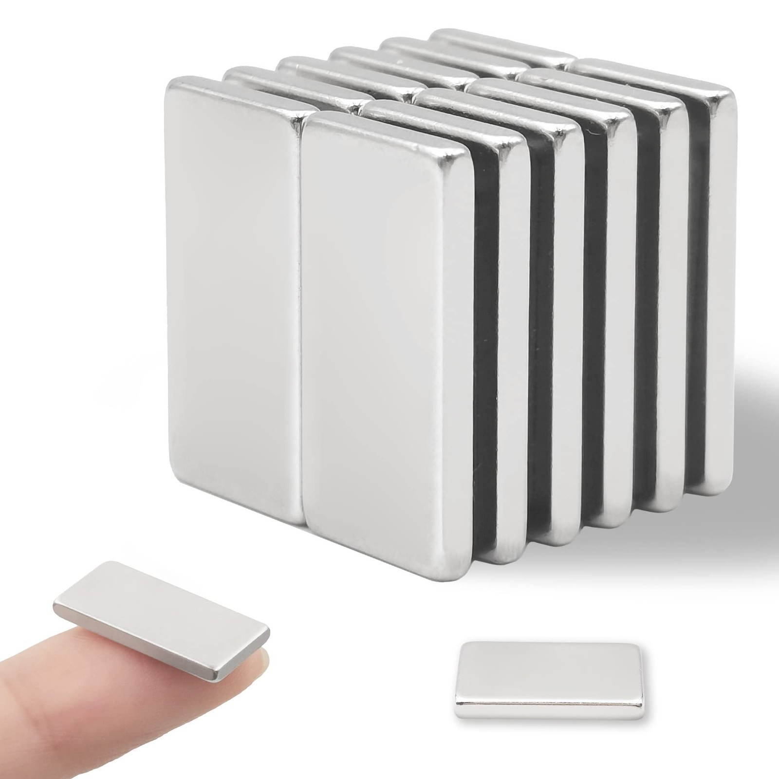 12 Pack Neodymium Bar Magnets, 20x10x2mm Strong Permanent Rectangle Rare Eart…
