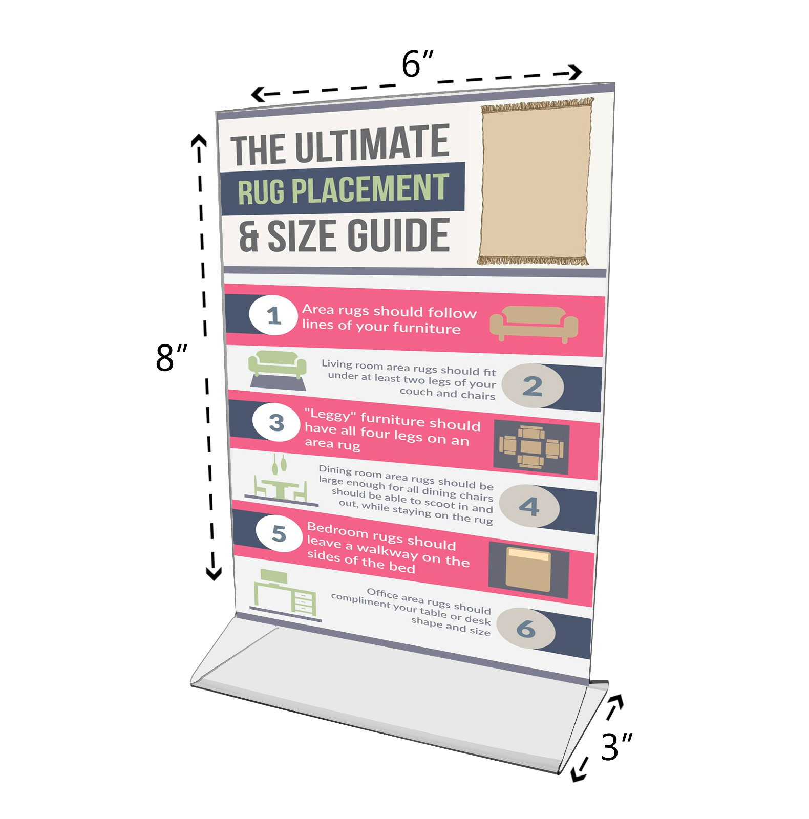 2 Pack 6″W x 8″H Sign Holder Top Load Double Sided Menu Countertop Frame