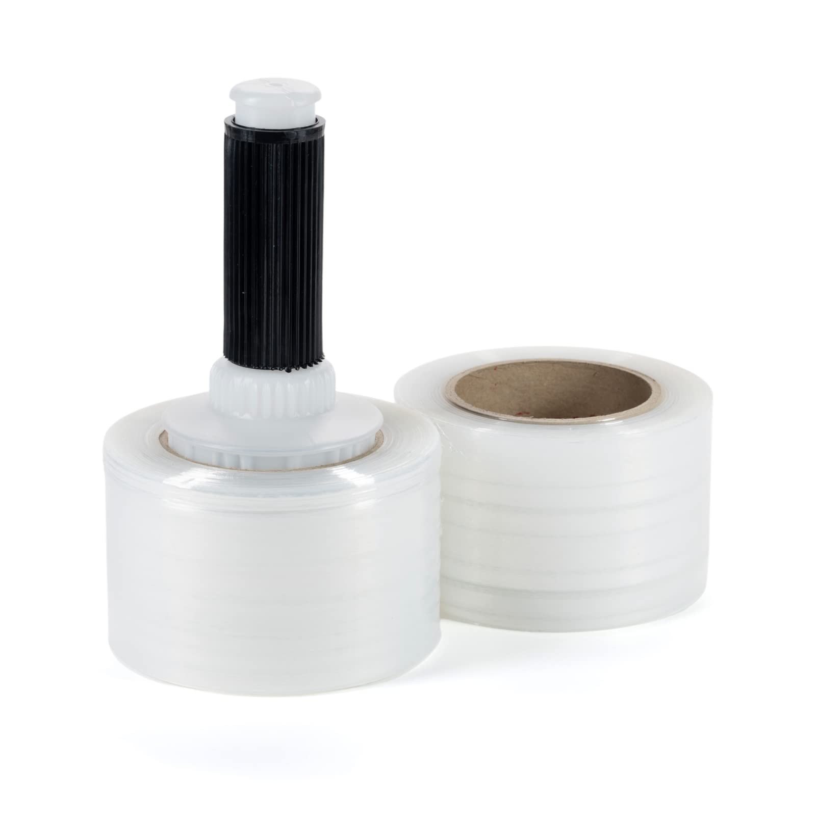 3″ Stretch Wrap Mini Roll, 700 feet, 120 Gauge (Pack of 2) with a Plastic Han…