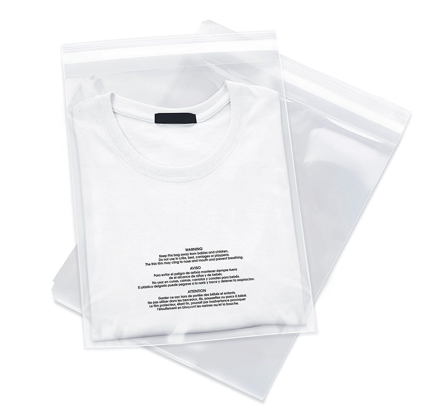 100 14×20 Poly Bags Resealable Suffocation Warning Clear Merchandise 1.5 mil