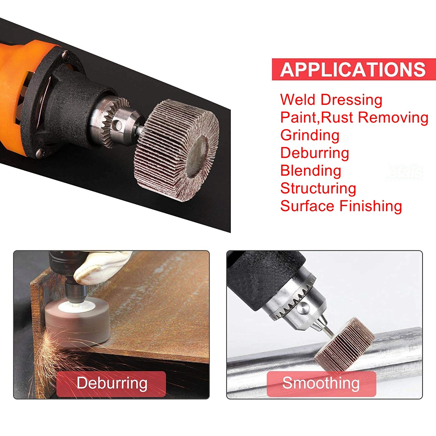 1-1/2x1x1/4″ Flap Wheel Sander for Drill Mounted Sanding Grinding 40 80 120 Grit