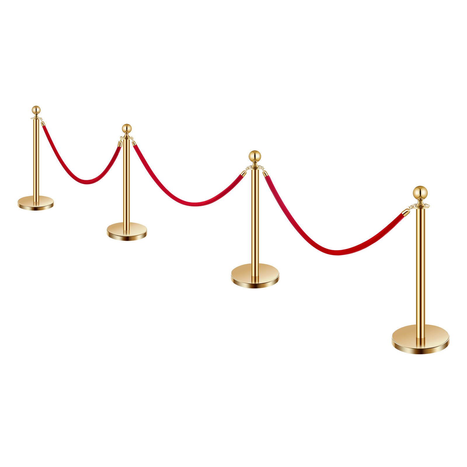 4-8 Pcs Gold Stanchion Post 2/3/4/6 Ropes/Belts Sand Injection Hollow Base
