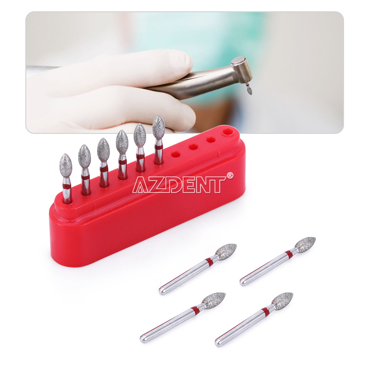 AZDENT Dental FG Diamond Burs Football #368-023F Fine Red 10pcs/box